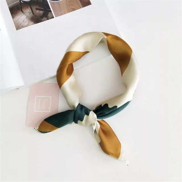 50*50cm Silk Scarves Soft Hair Tie Neckerchief Foulard Muffler Small Square Scarf