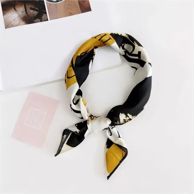 50*50cm Silk Scarves Soft Hair Tie Neckerchief Foulard Muffler Small Square Scarf