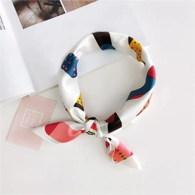 50*50cm Silk Scarves Soft Hair Tie Neckerchief Foulard Muffler Small Square Scarf