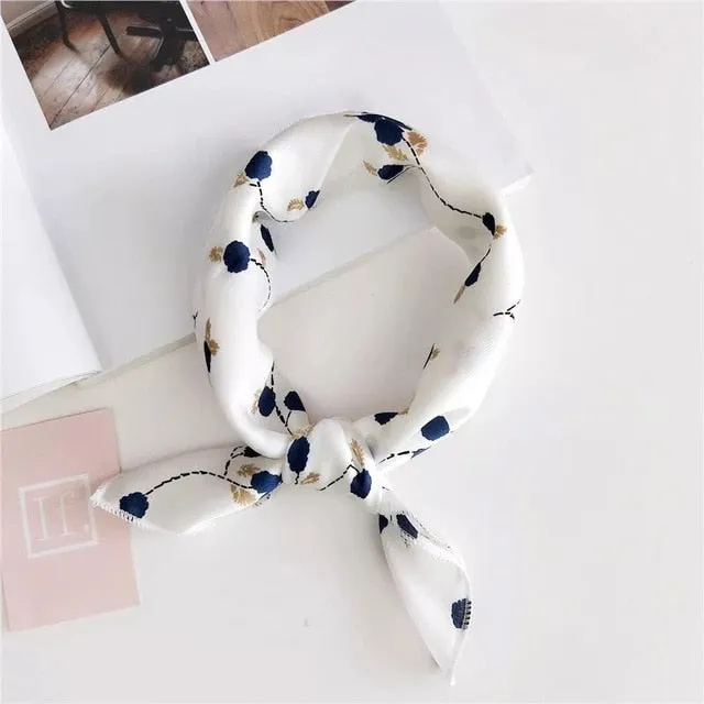 50*50cm Silk Scarves Soft Hair Tie Neckerchief Foulard Muffler Small Square Scarf