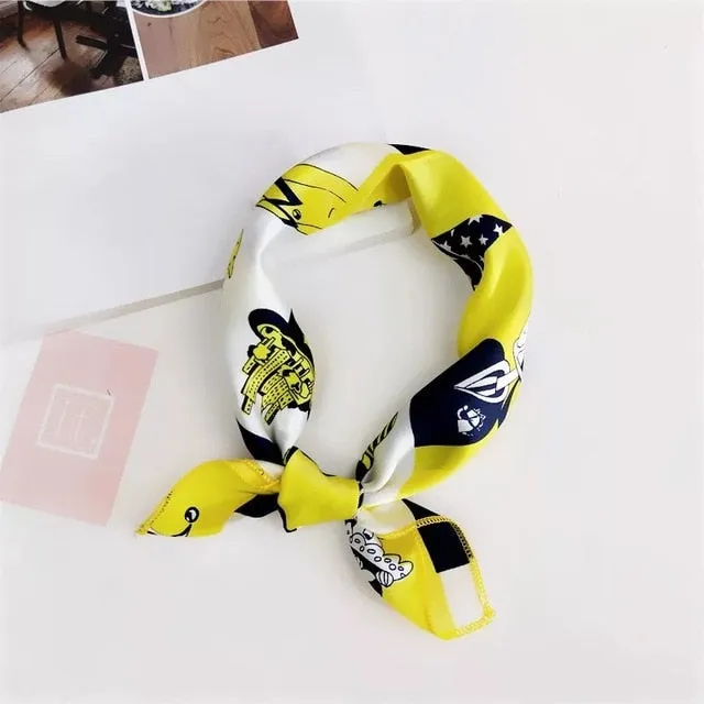 50*50cm Silk Scarves Soft Hair Tie Neckerchief Foulard Muffler Small Square Scarf