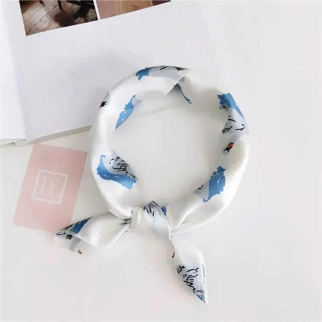 50*50cm Silk Scarves Soft Hair Tie Neckerchief Foulard Muffler Small Square Scarf