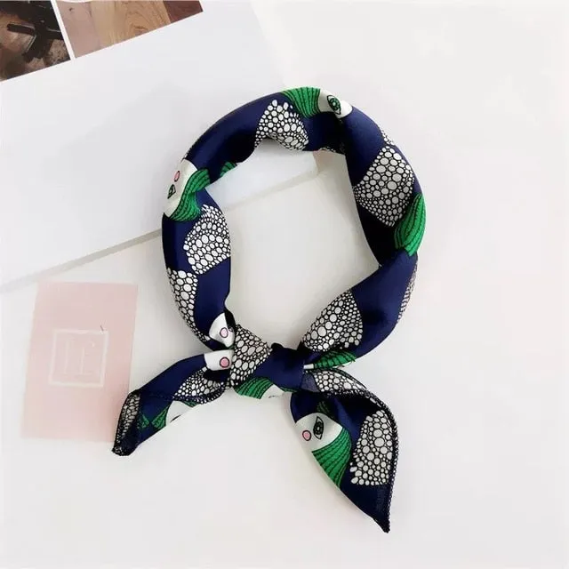 50*50cm Silk Scarves Soft Hair Tie Neckerchief Foulard Muffler Small Square Scarf