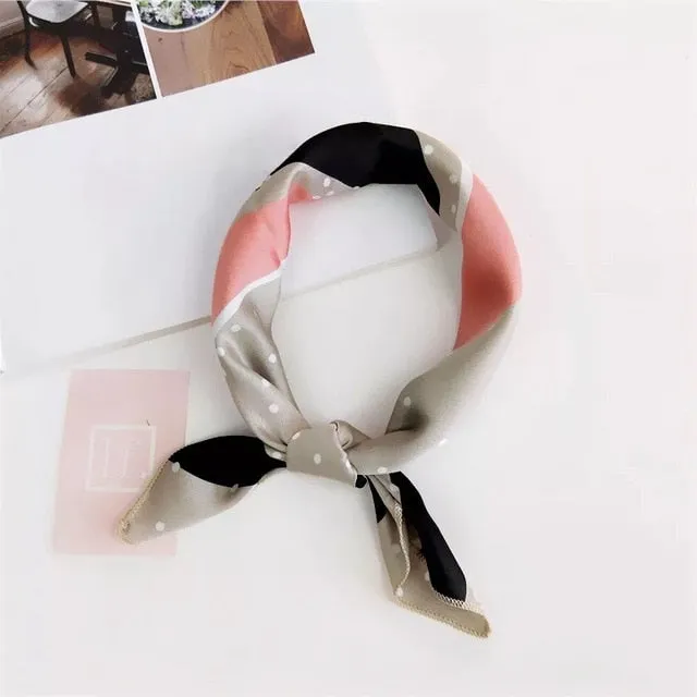 50*50cm Silk Scarves Soft Hair Tie Neckerchief Foulard Muffler Small Square Scarf