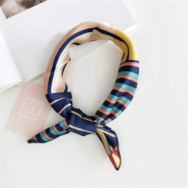 50*50cm Silk Scarves Soft Hair Tie Neckerchief Foulard Muffler Small Square Scarf