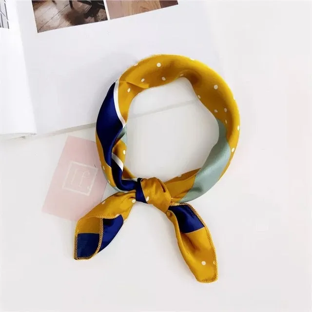 50*50cm Silk Scarves Soft Hair Tie Neckerchief Foulard Muffler Small Square Scarf