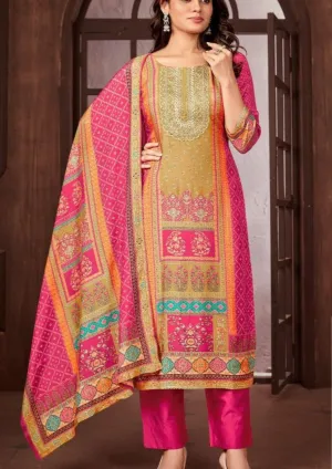 Alluring Pink Color Stone Work Salwar Suits With Dupatta Set For Women