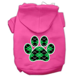 Argyle Paw Green Screen Print Pet Hoodies Bright Pink Size Med (12)