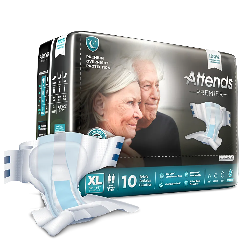 Attends Premier Briefs Incontinence Adult Diapers Maximum Absorbency