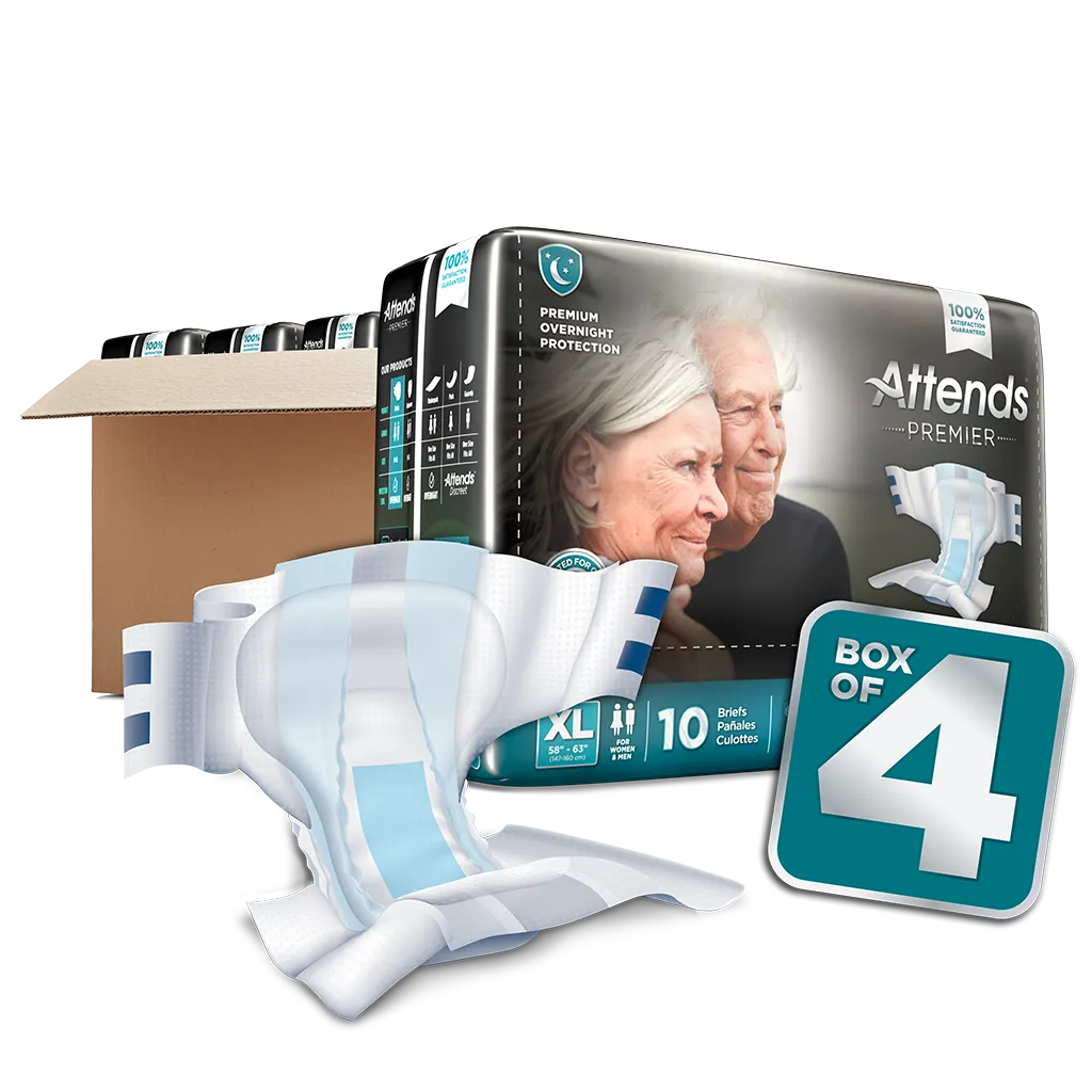 Attends Premier Briefs Incontinence Adult Diapers Maximum Absorbency