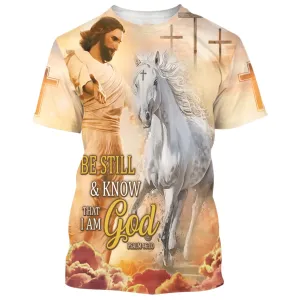 Be Still And Know That I Am God Jesus Horse 3d Shirts - Christian T Shirts For Men And Women