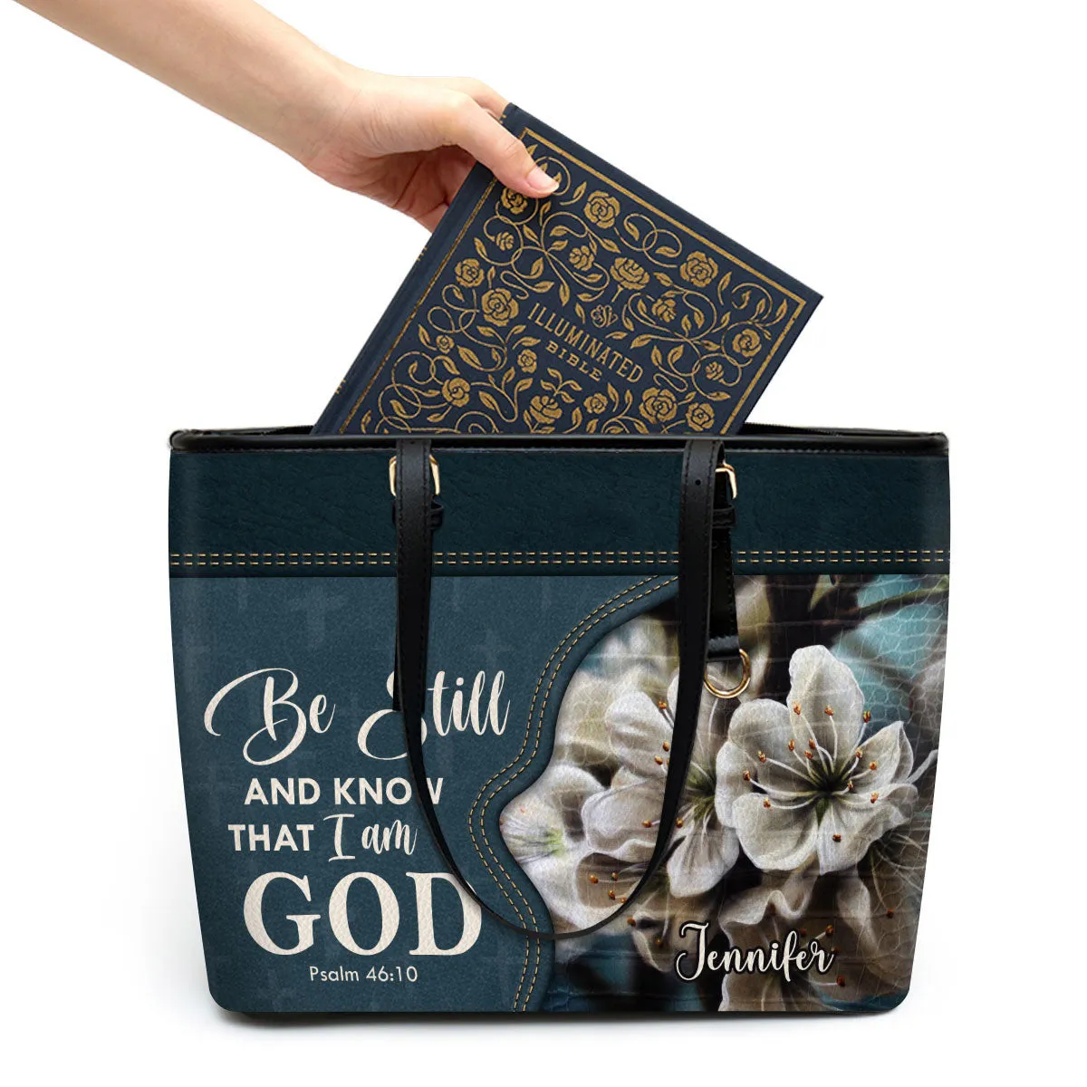 Be Still And Know That I Am God Personalized Pu Leather Tote Bag For Women - Mom Gifts For Mothers Day