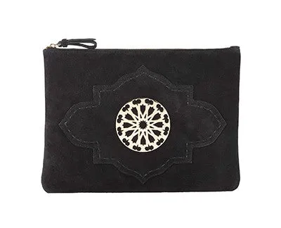 Black Suede Melo Pochette XL Clutch