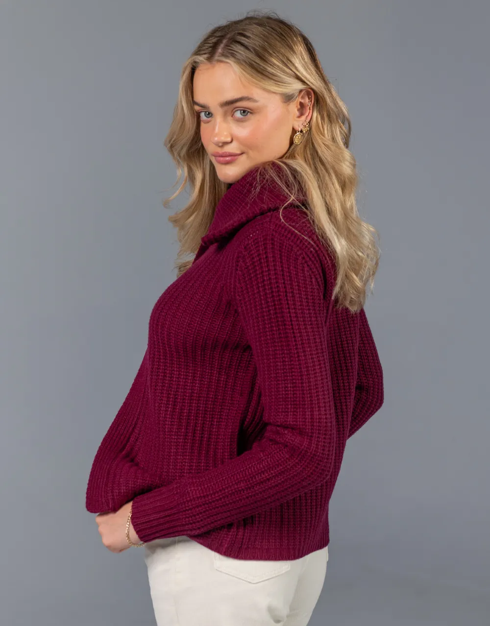 Bomber Cashmere Jacket in Merlot