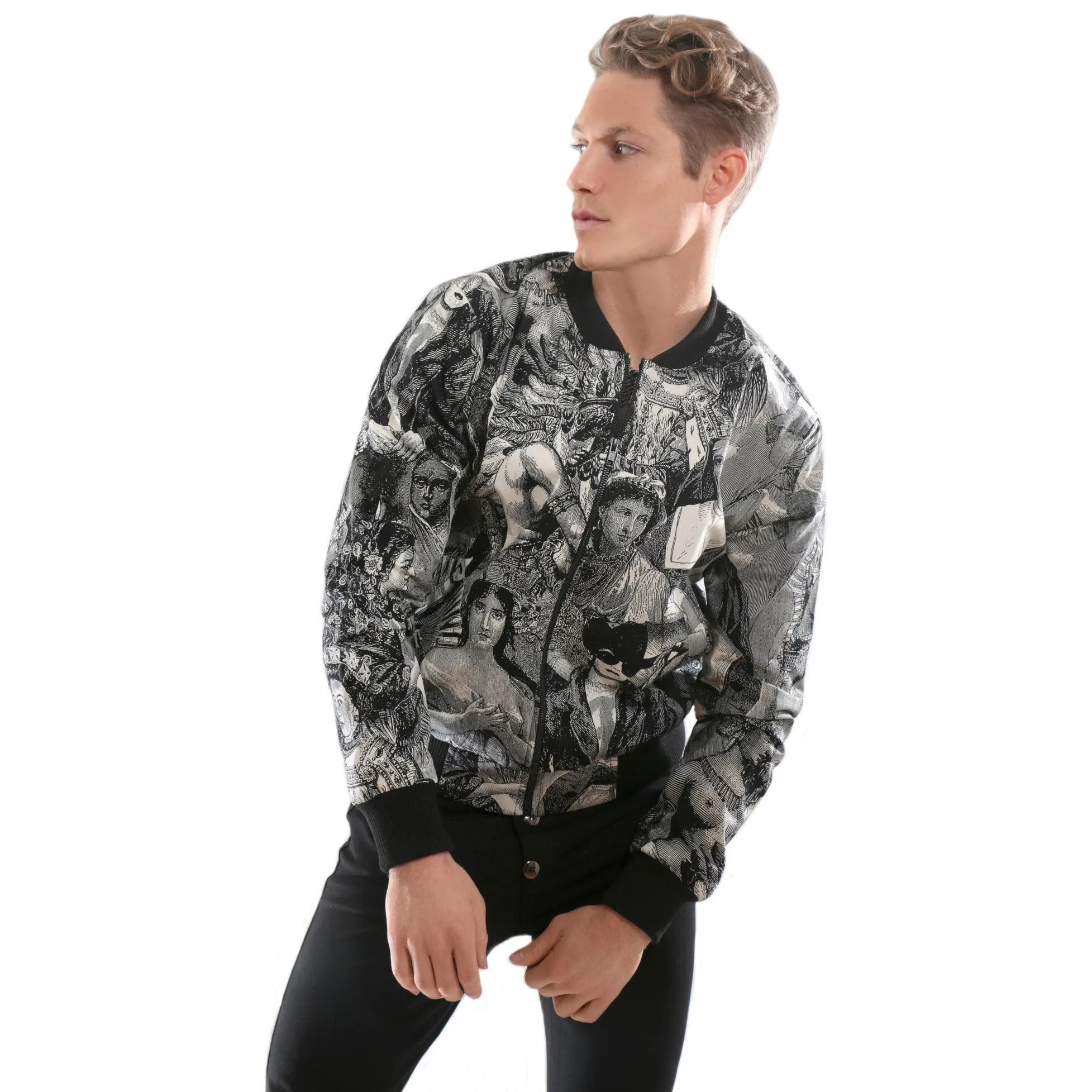 Bomber Jacket with historical image prints