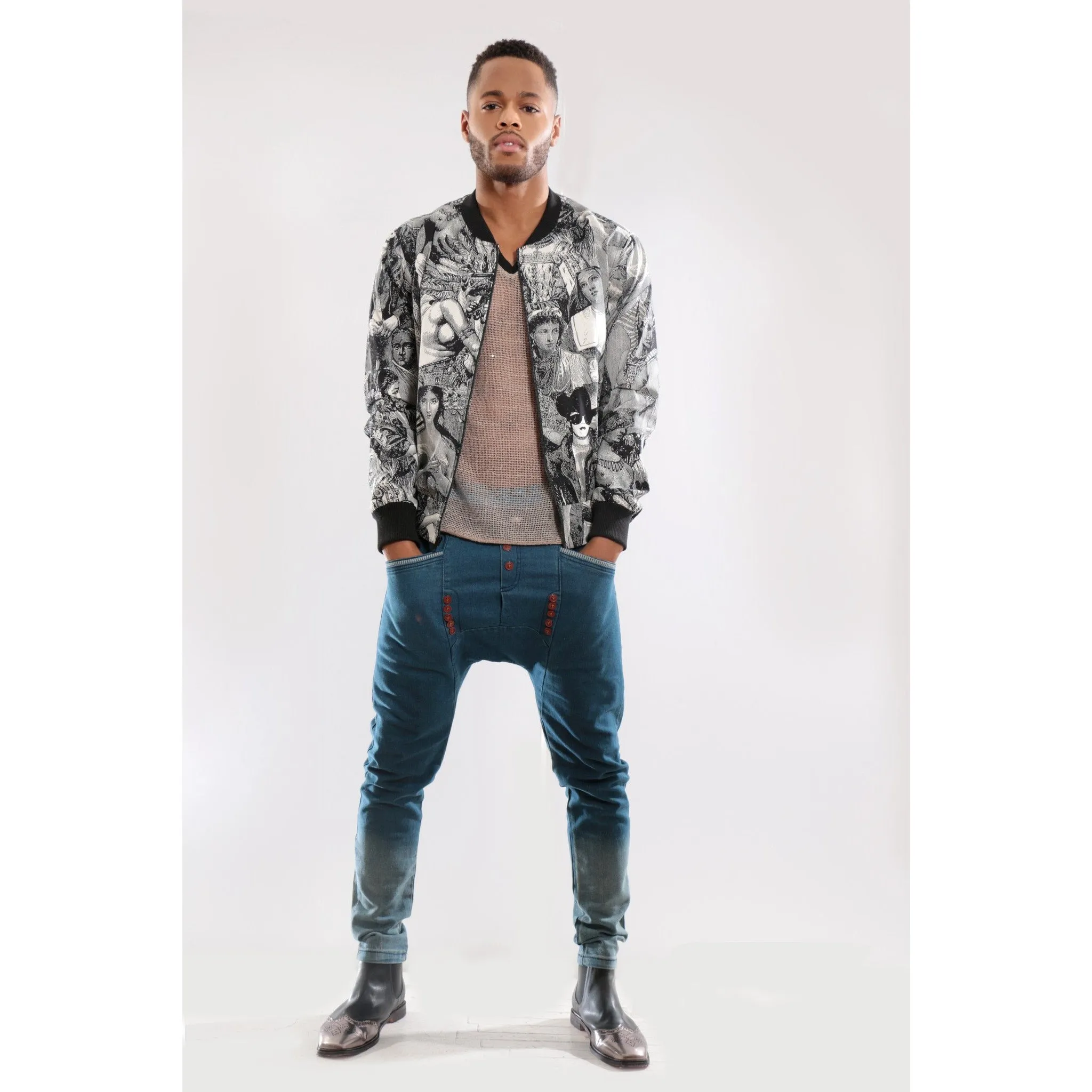 Bomber Jacket with historical image prints