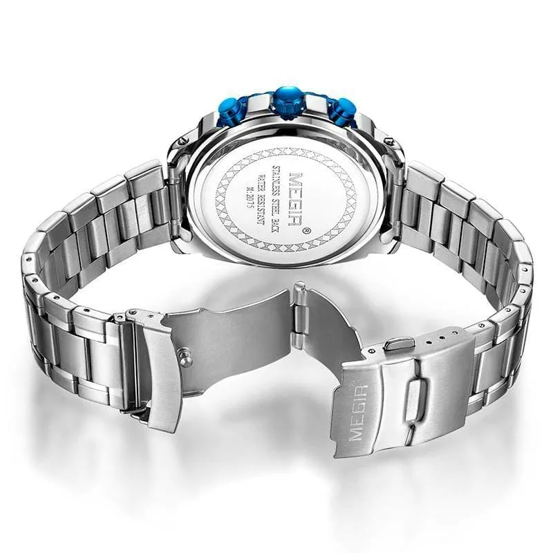 Casual Quartz Wristwatches for Men with Stainless Steel Bracelet