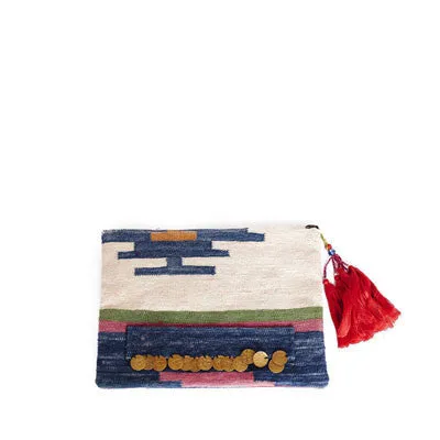 Dhurrie Handle Tassel Clutch