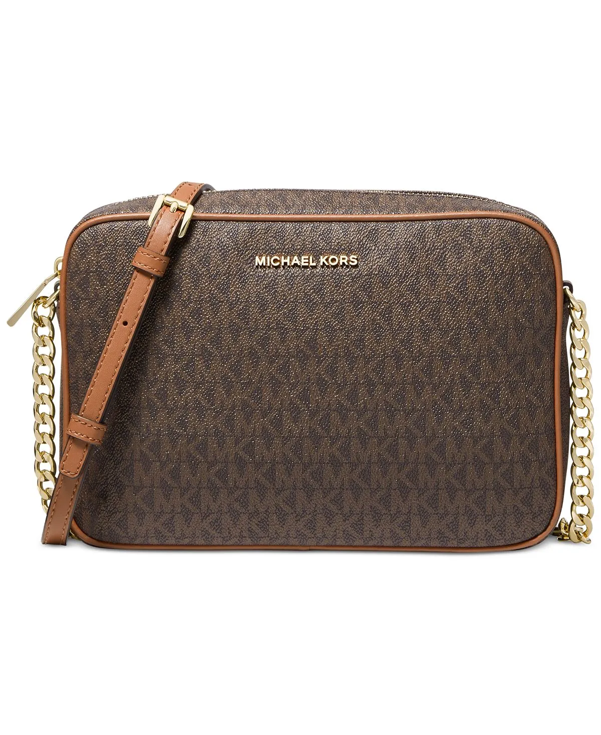 East-West Michael Kors Logo Shoulder Jet Set, Brown