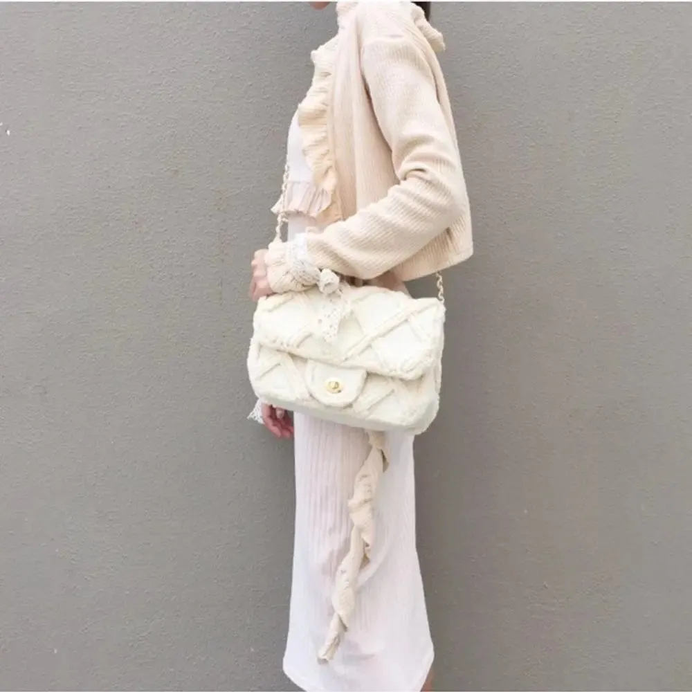 Elegant Rough Edge Canvas Shoulder Bag