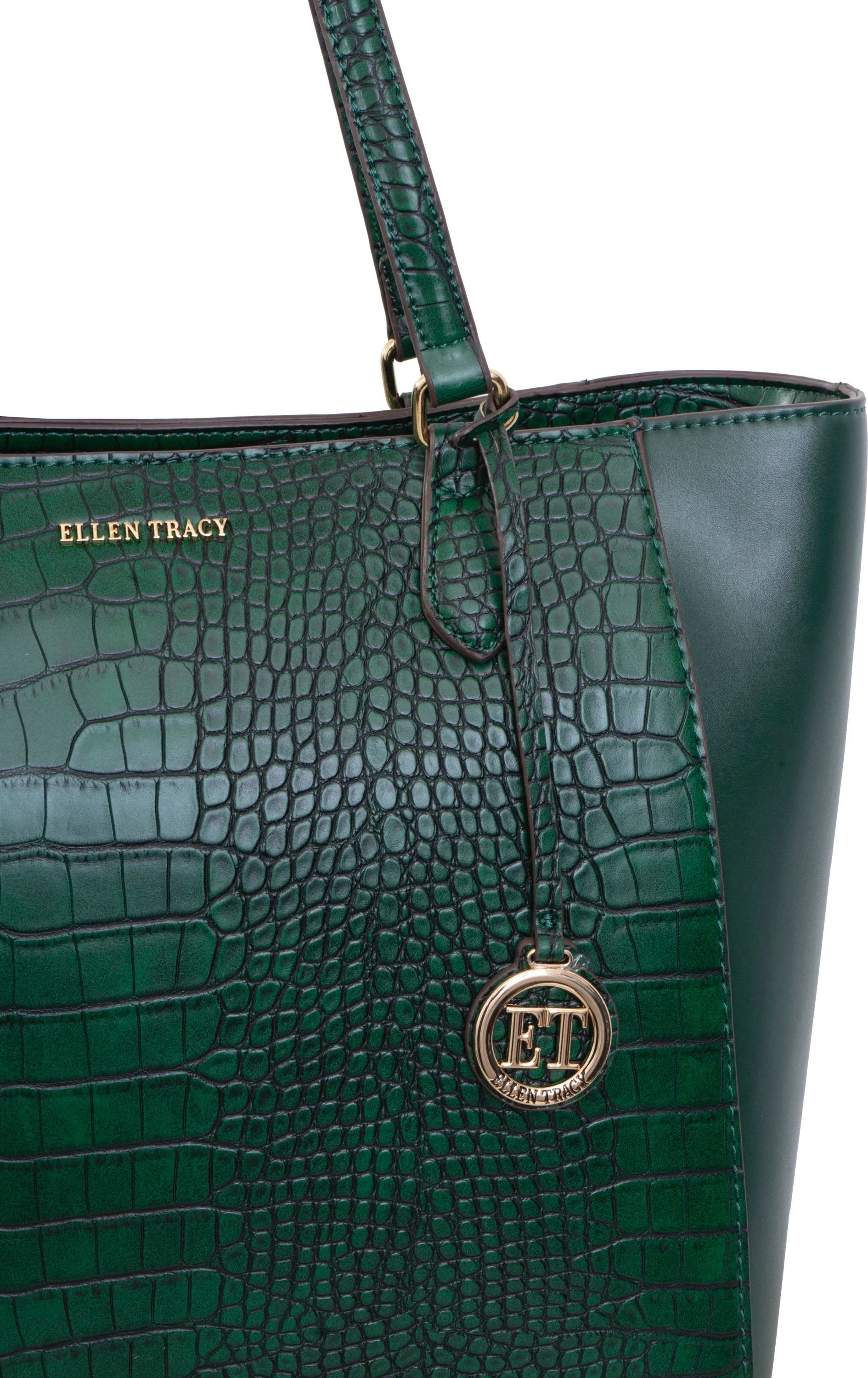 Ellen Tracy Croco Shoulder Tote Bag &Single Zip Wallet & Zip Around Wallet Set