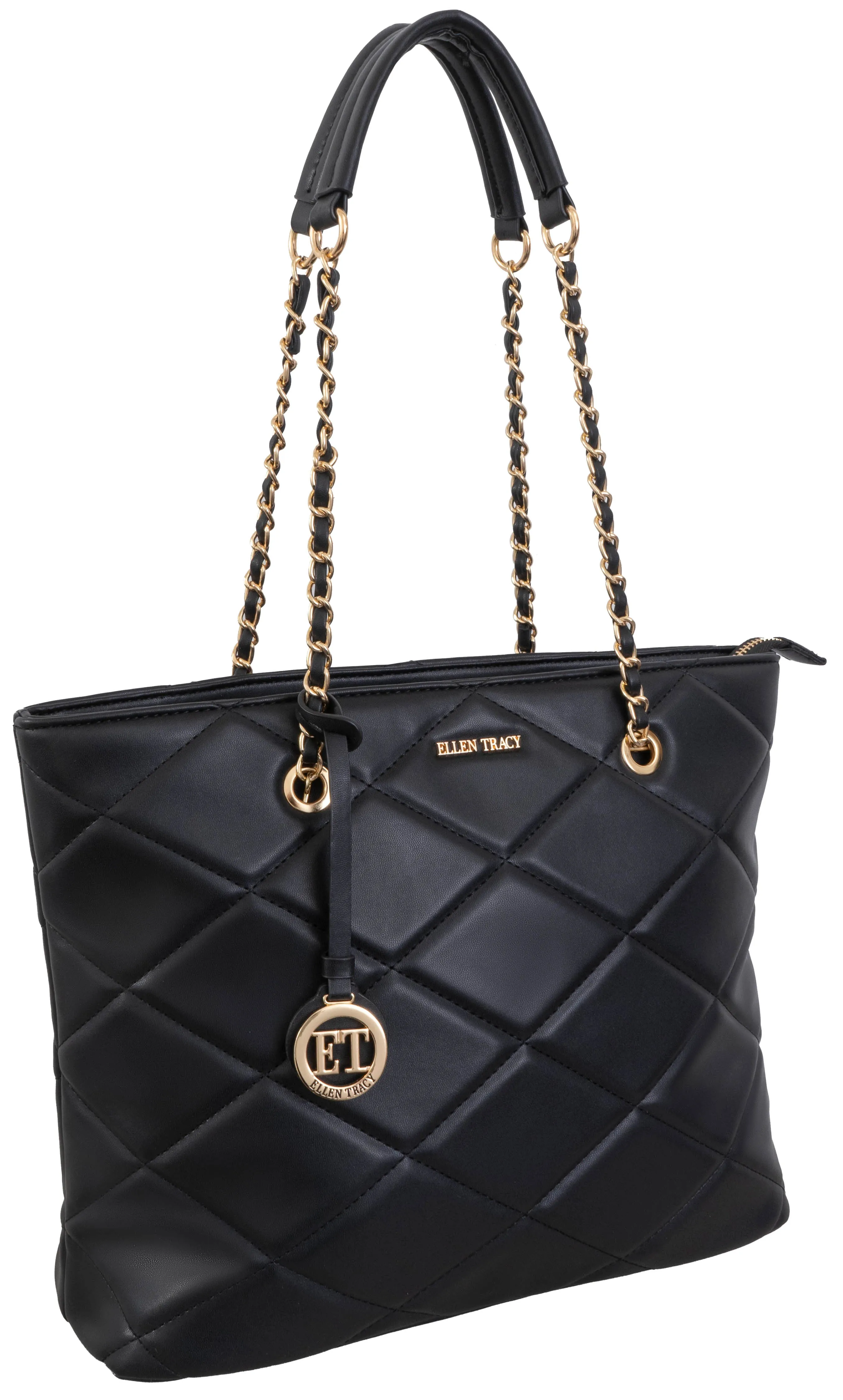 Ellen Tracy Smooth Diamond Quilted Tote ETH2179-001-BK