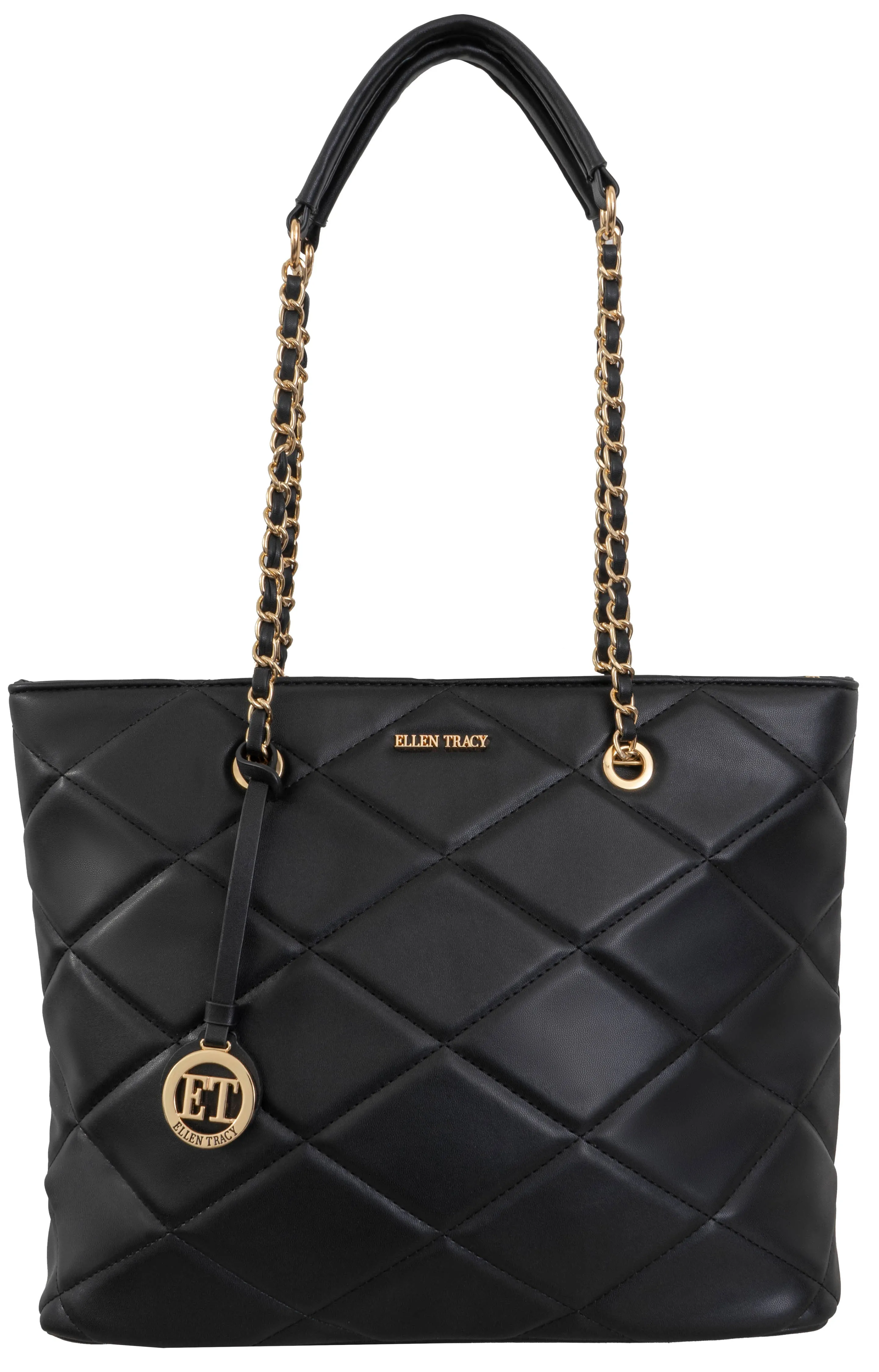 Ellen Tracy Smooth Diamond Quilted Tote ETH2179-001-BK