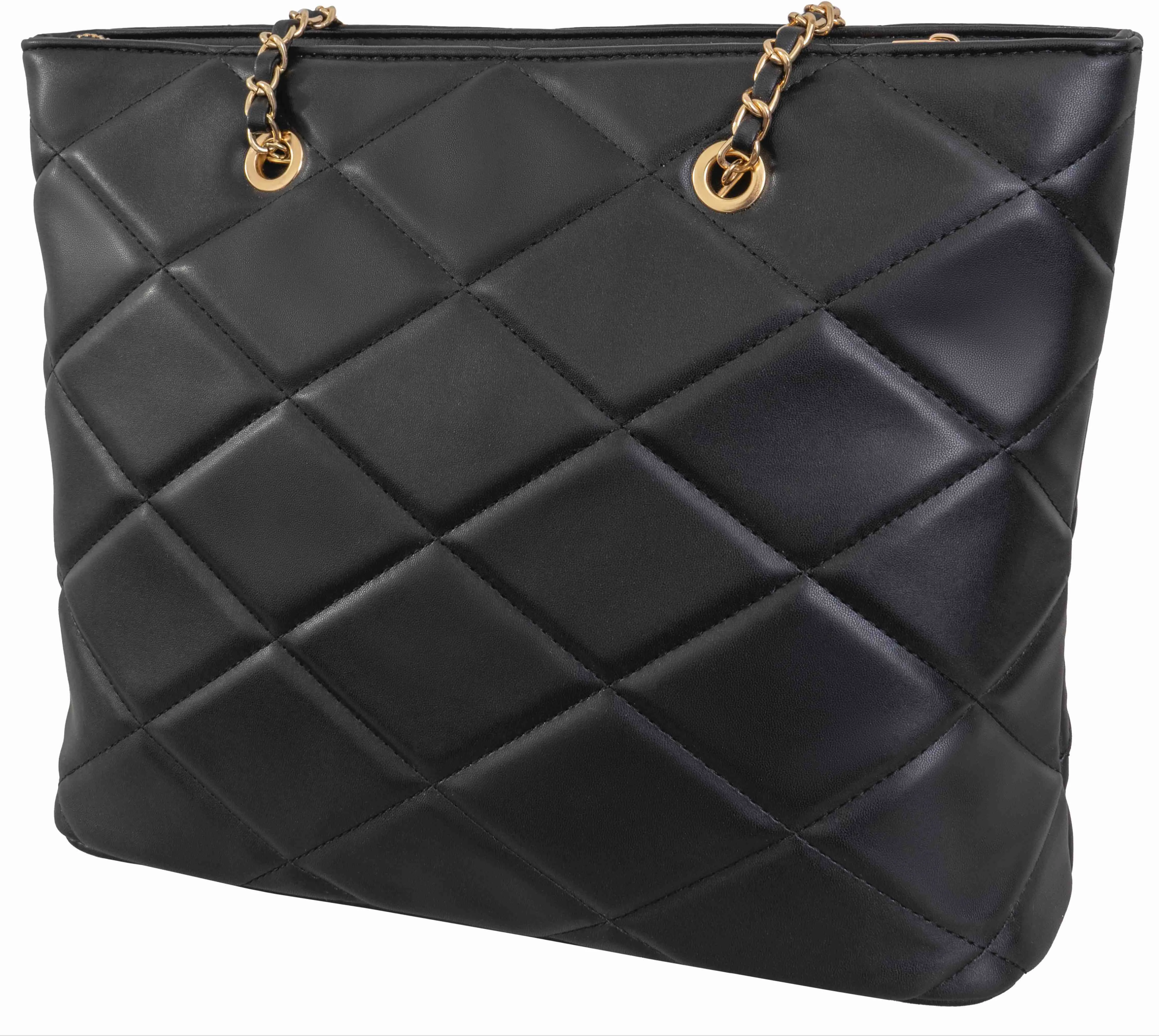 Ellen Tracy Smooth Diamond Quilted Tote ETH2179-001-BK