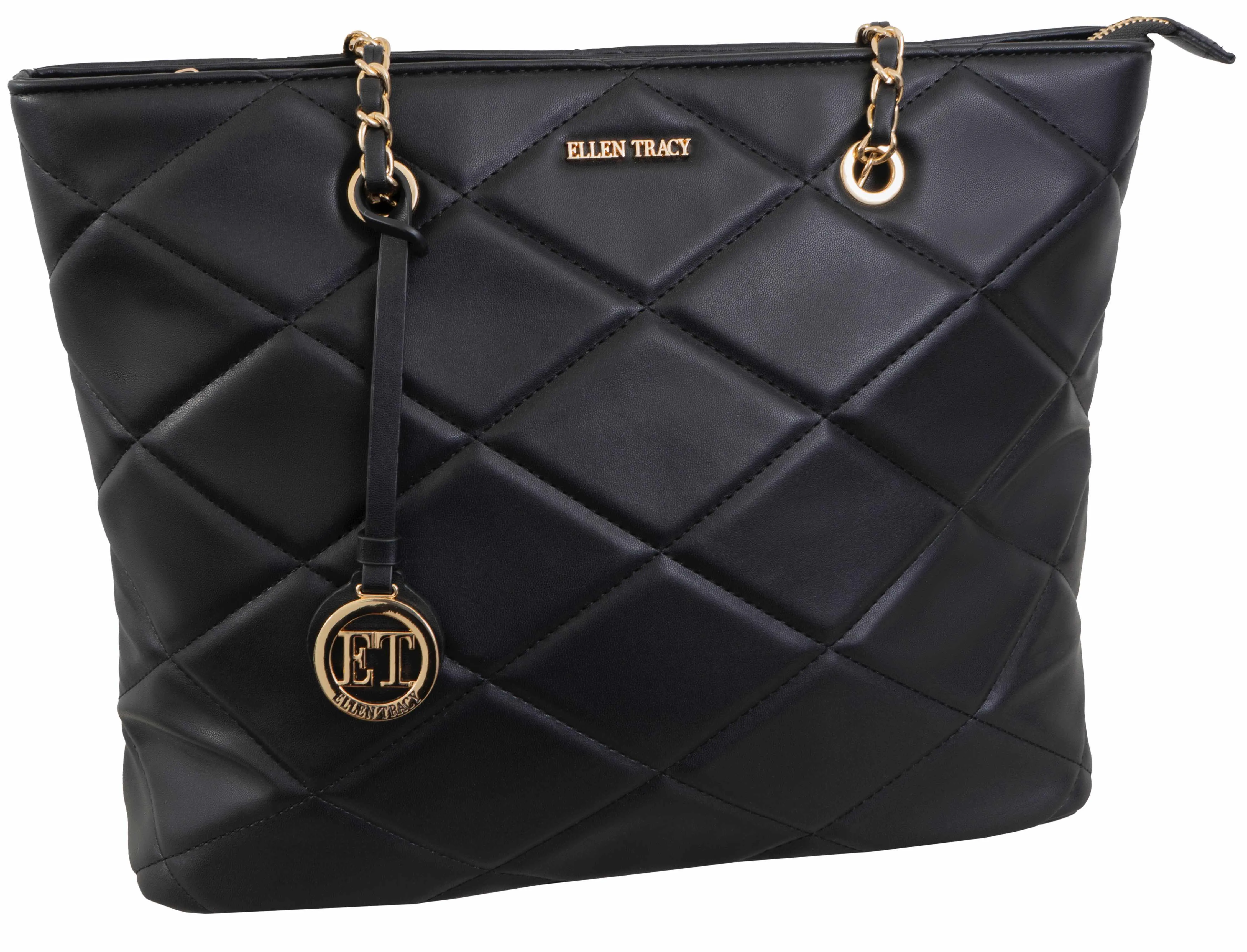 Ellen Tracy Smooth Diamond Quilted Tote ETH2179-001-BK