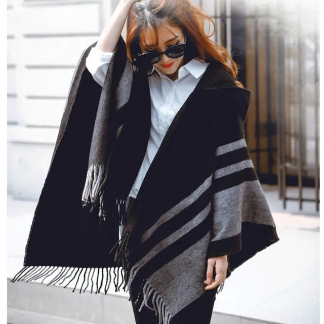 Fashion Winter Scarf Poncho Printed Bandana Shawl #DS-1