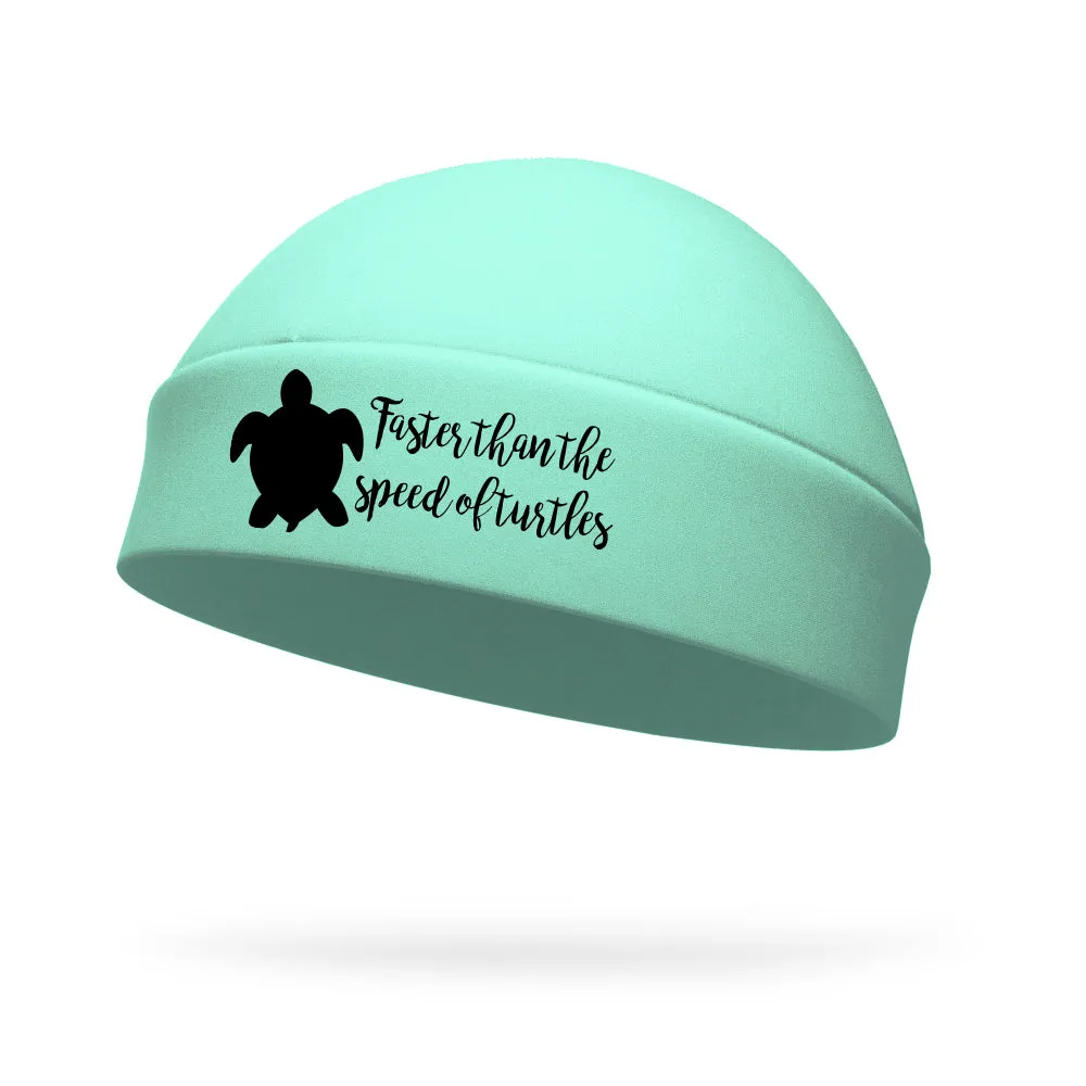 Faster Than the Speed of Turtles Wicking Ponytail Hat - Black Logo