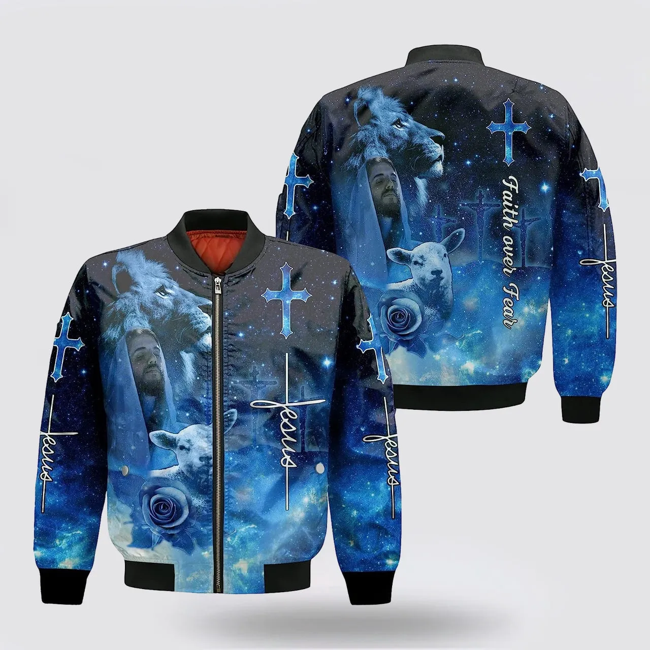 Jesus Christ Lion And Lamb Bomber Jacket - Jesus Shirt for Men Women