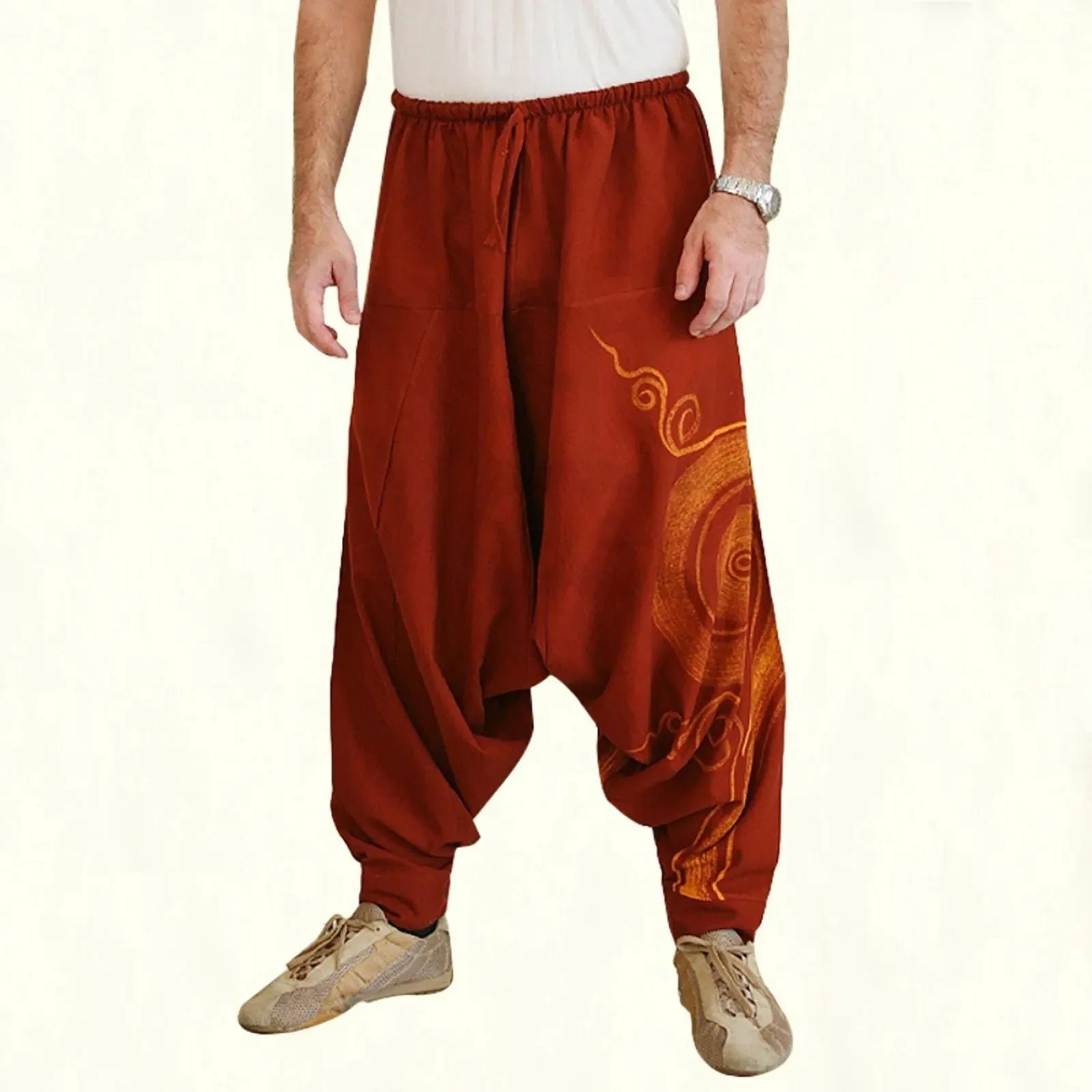 Men Casual Harem Pants Sports Pants Gym Trousers Summer Yoga Baggy Spiral Print Trousers Sports Pants Training