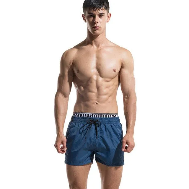 Mens Board Shorts Double Waist Band Beach Swimming