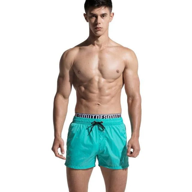 Mens Board Shorts Double Waist Band Beach Swimming