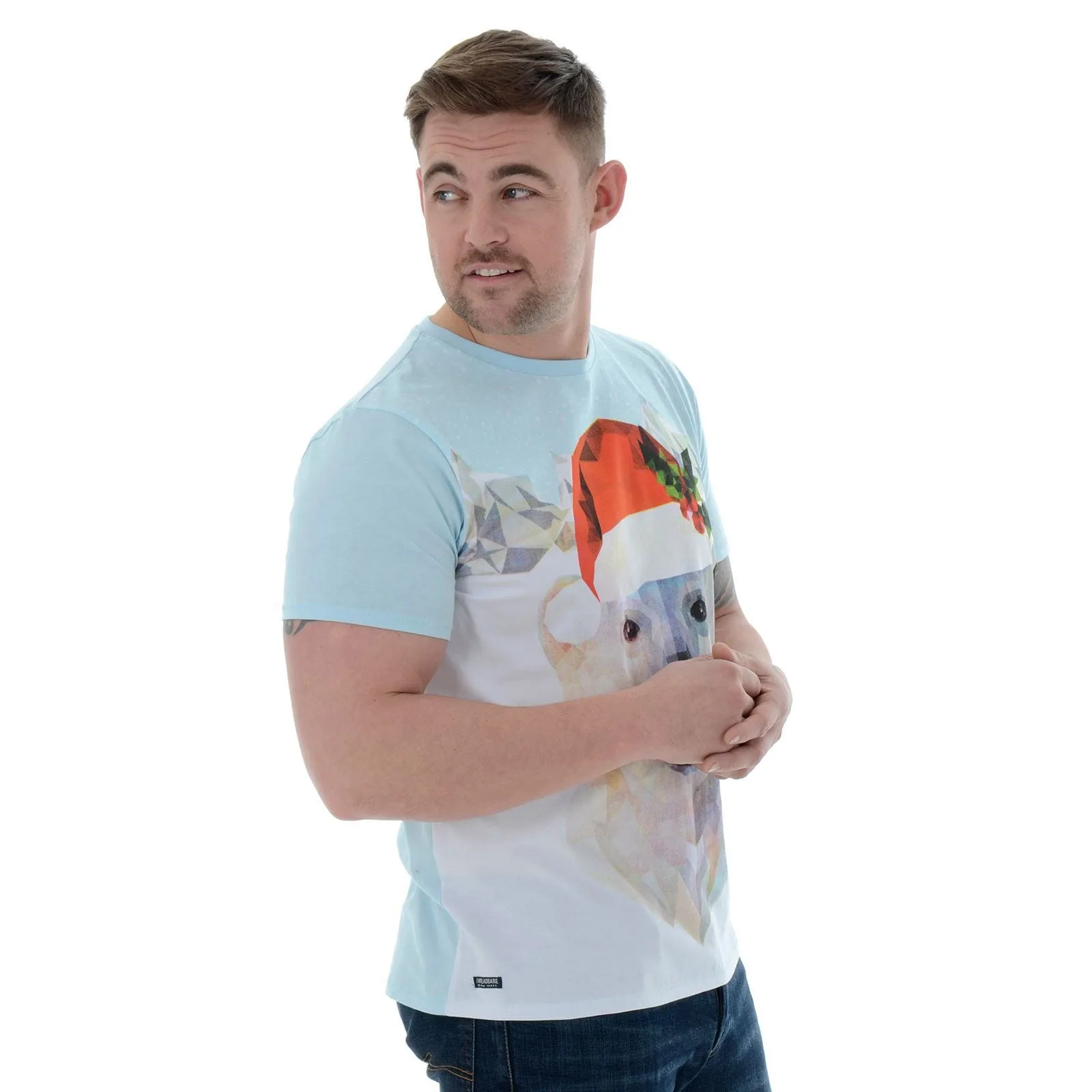 Mens Novelty Cotton Polar Bear Christmas T-Shirt Tee