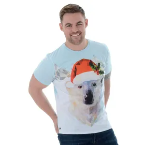 Mens Novelty Cotton Polar Bear Christmas T-Shirt Tee