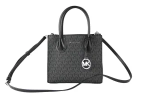 Michael Kors Mercer Medium Messenger Handbag (Black Signature)