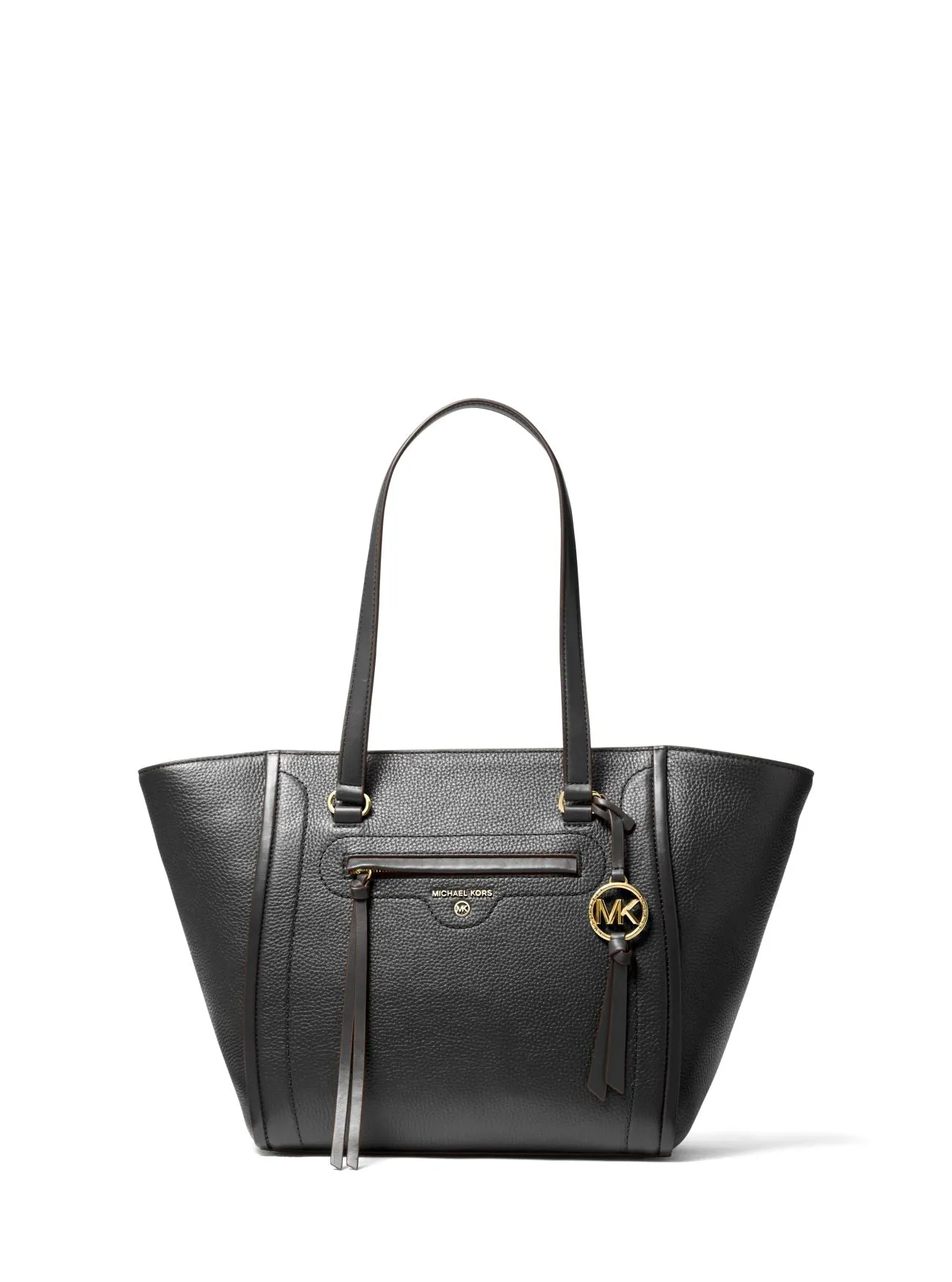 Michael Kors Women's Black Carine Medium Pebbled Leather Tote Bag