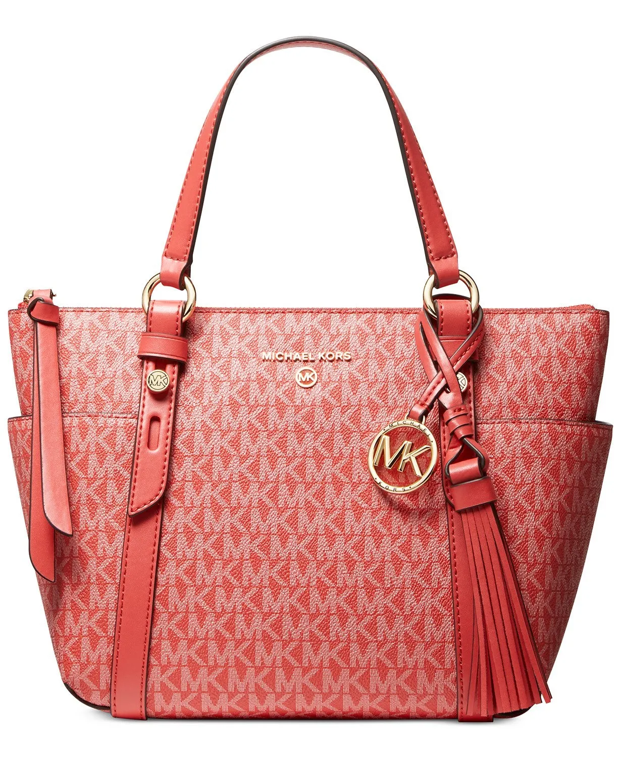 Michael Kors Women's Sangria Signature Sullivan Medium Convertible Top Zip Tote