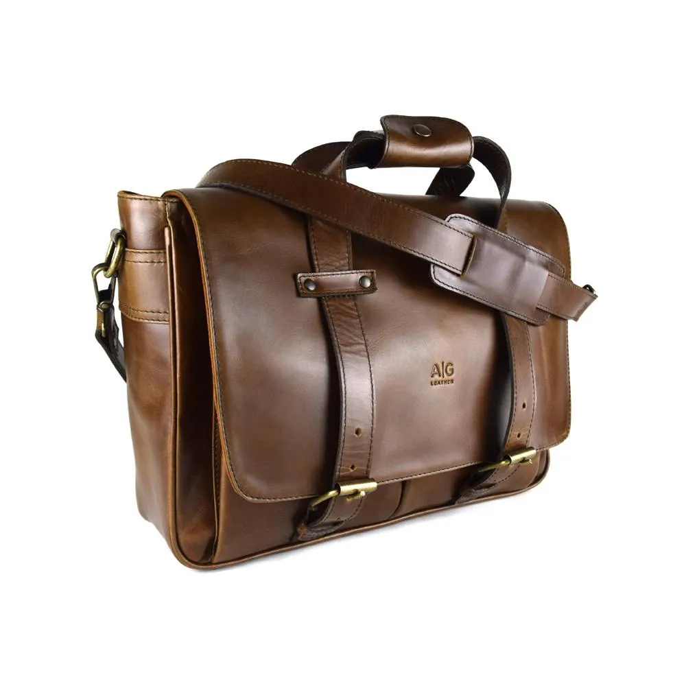 Montana Portfolio Briefcase in Chocolate Leather