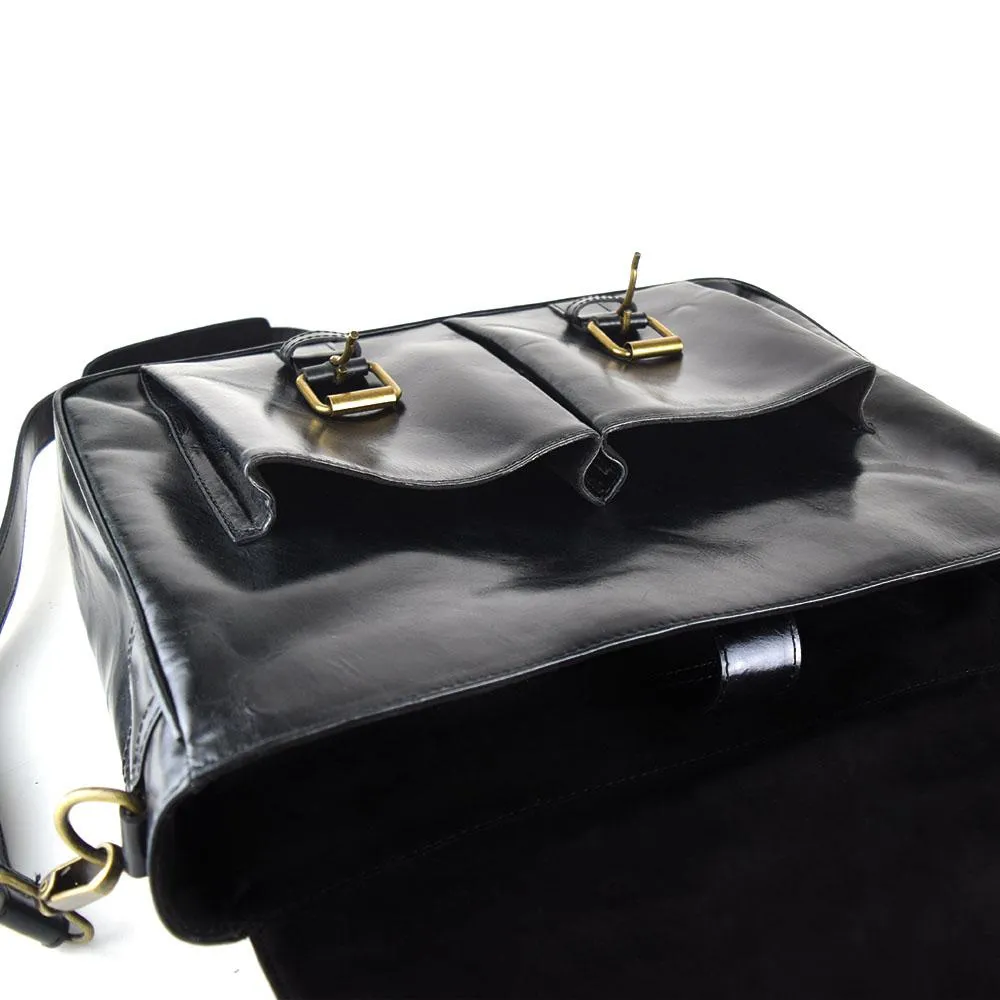 Montana Portfolio XL Briefcase Legal Size in Black Leather - Harley Logo - FINAL SALE - no exchange - 35% off