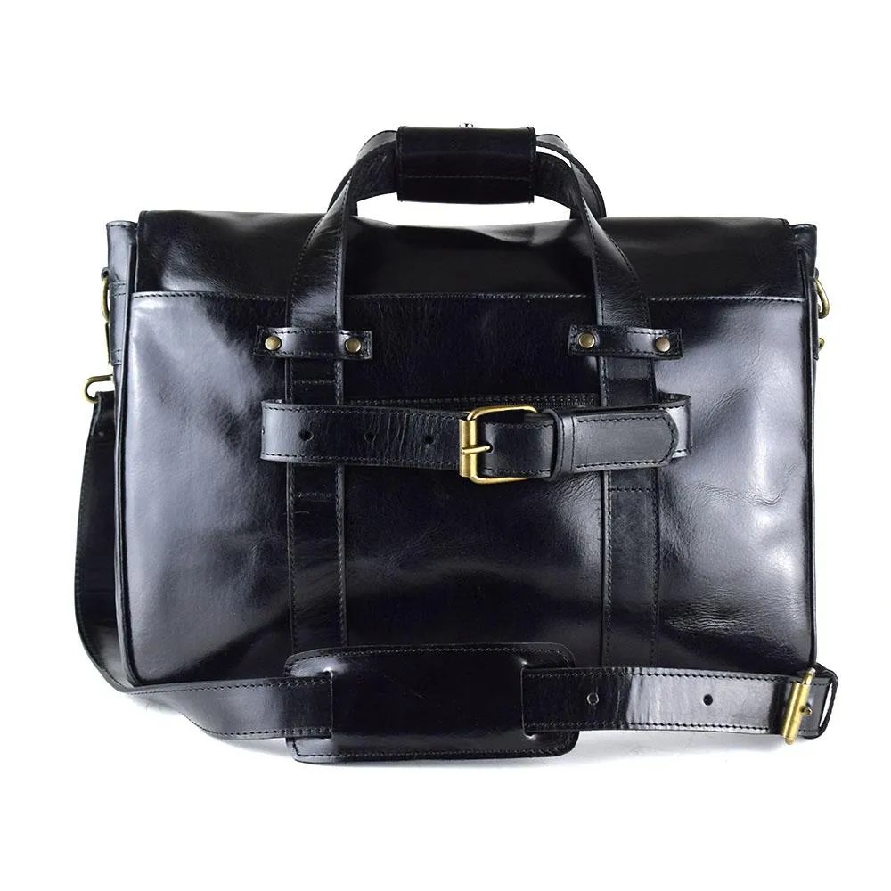 Montana Portfolio XL Briefcase Legal Size in Black Leather - Harley Logo - FINAL SALE - no exchange - 35% off