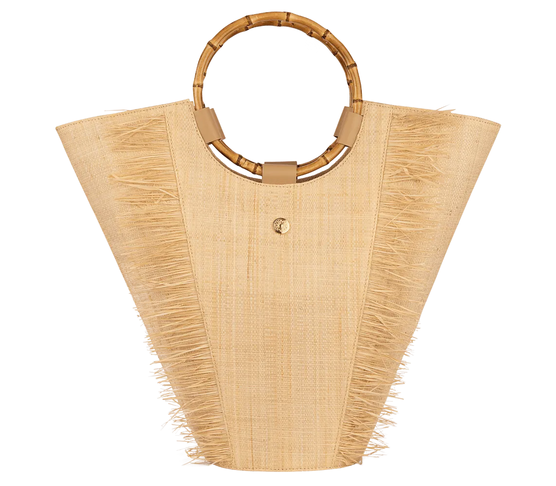 Mykonos Bamboo Natural Straw Tote Bag