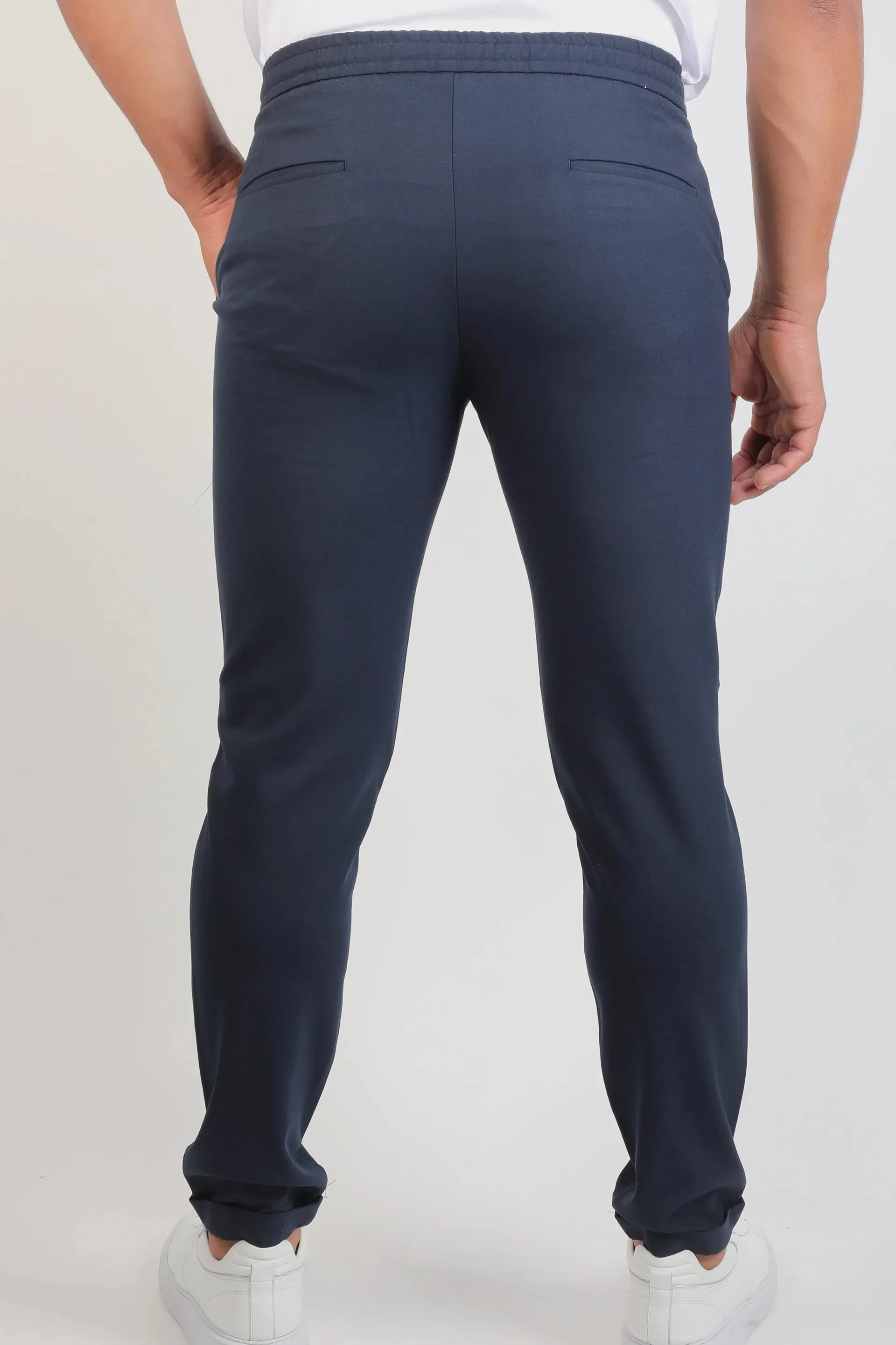 Navy Pant With Elastic Waist