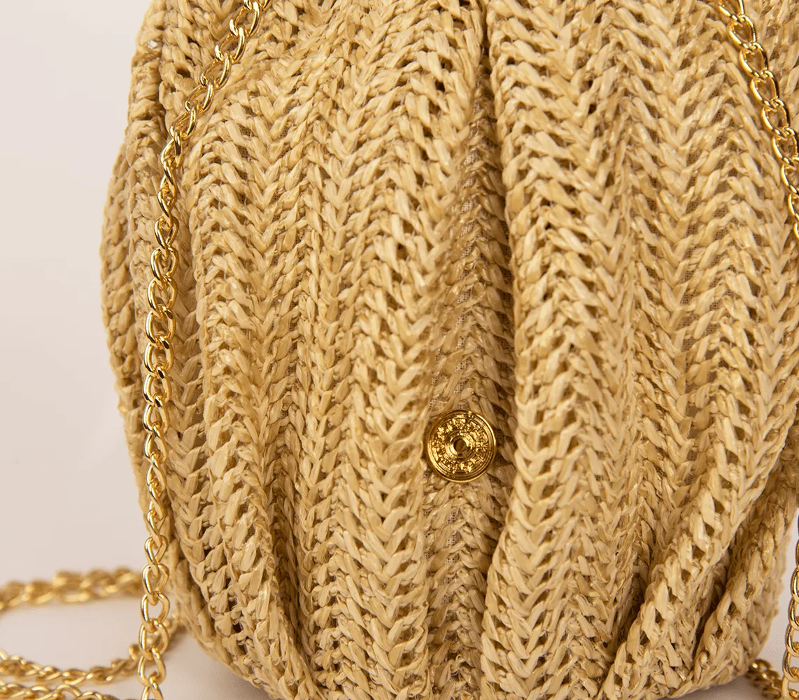 Naxos Raffia Straw Mini Shoulder Pouch