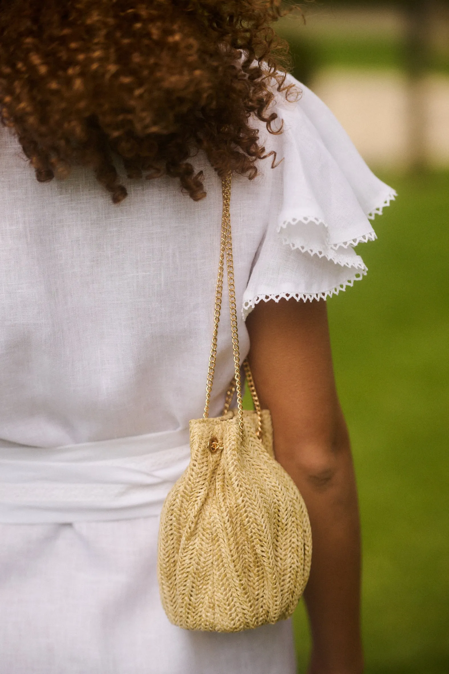 Naxos Raffia Straw Mini Shoulder Pouch