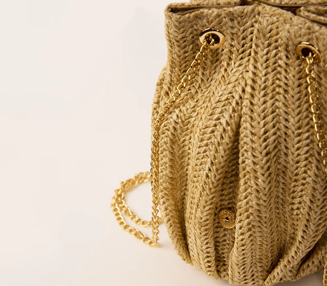 Naxos Raffia Straw Mini Shoulder Pouch