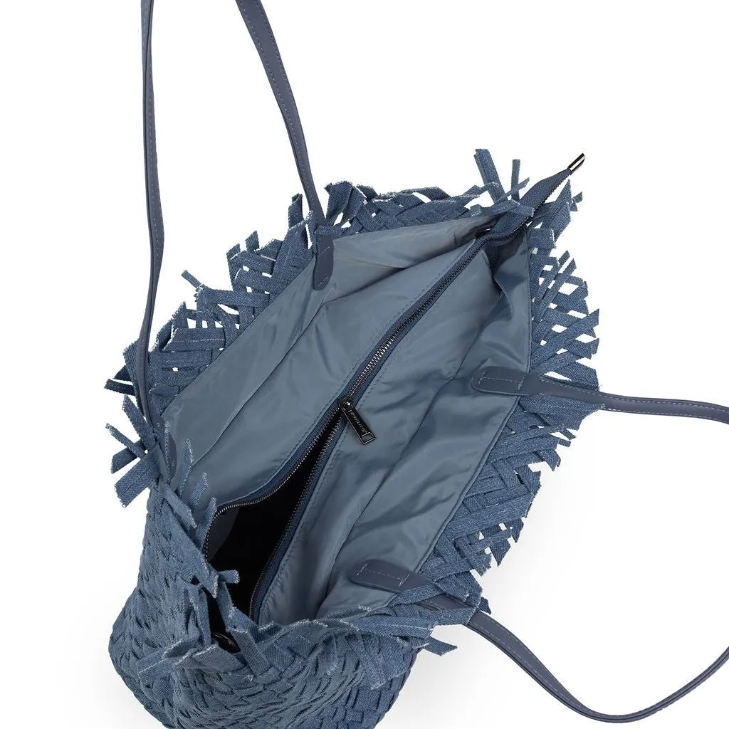 NEW: Vulcan Woven Large Tote (Fringed Top) - Denim