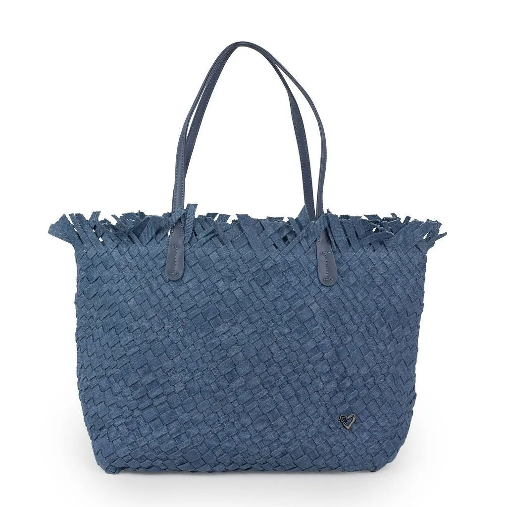 NEW: Vulcan Woven Large Tote (Fringed Top) - Denim